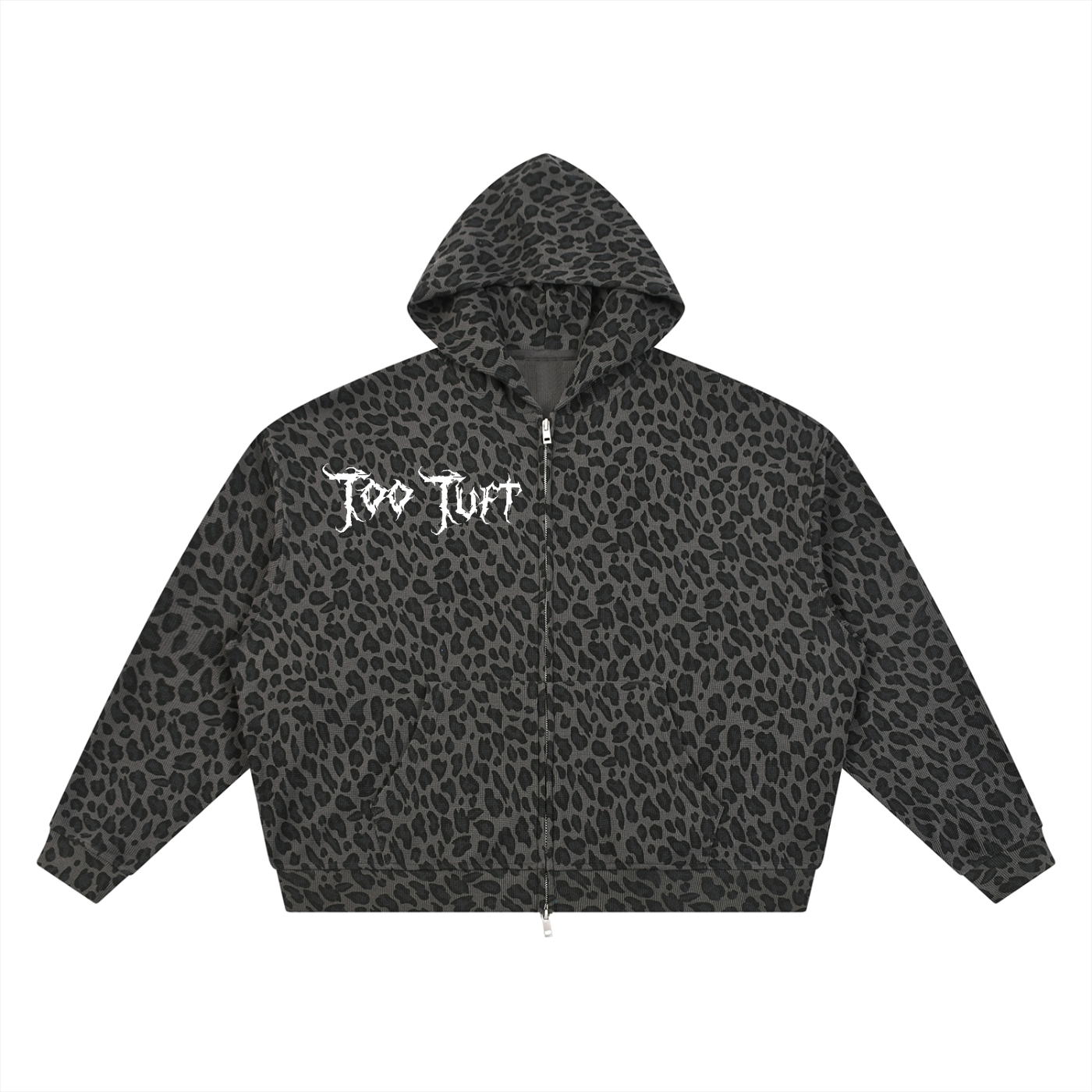 Too Tuft Unisex Leopard Print Waffle Full Zip Hoodie