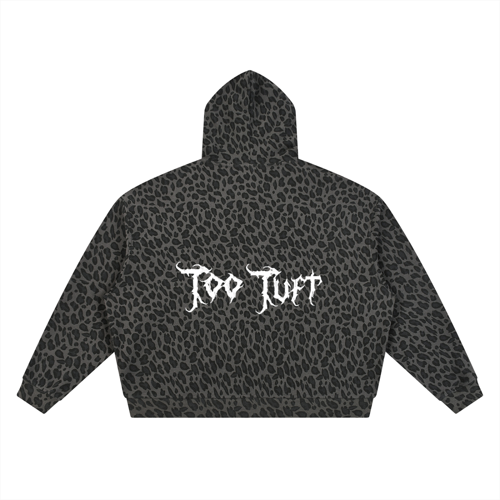 Too Tuft Unisex Leopard Print Waffle Full Zip Hoodie